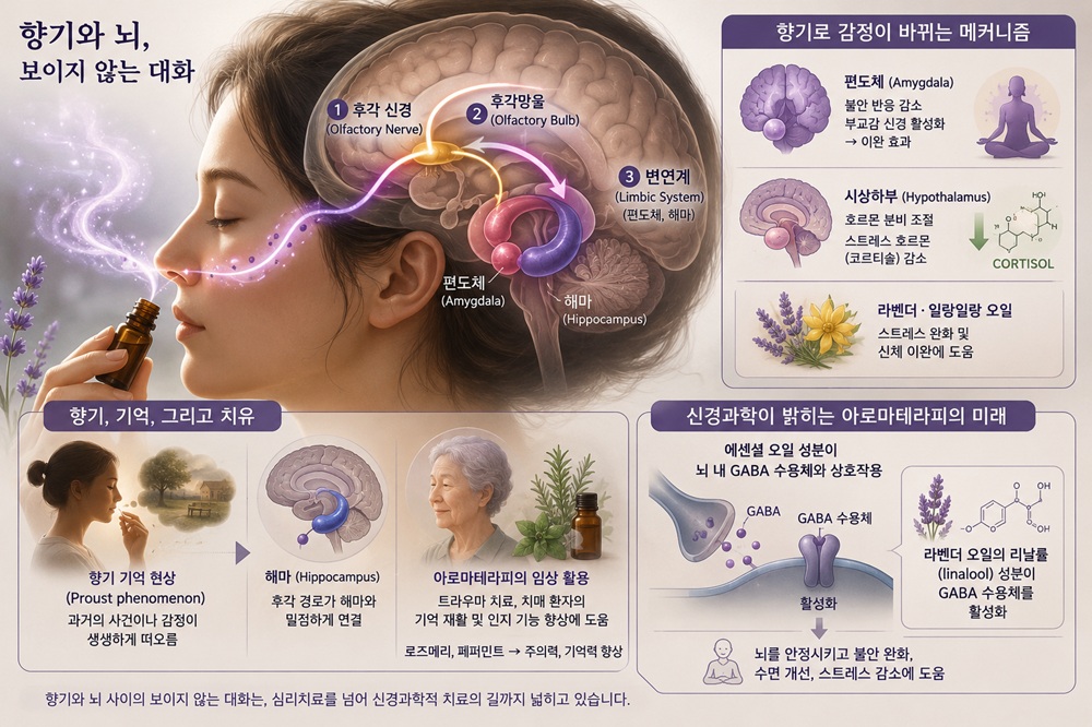 [연재 테마 컬럼 – 이현주] 아로마테라피 – ⑨ 아로마테라피와 뇌 과학 — 향기의 신경과학적 비밀